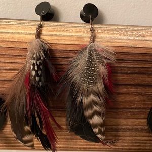Handmade feather plug earrings 1/2